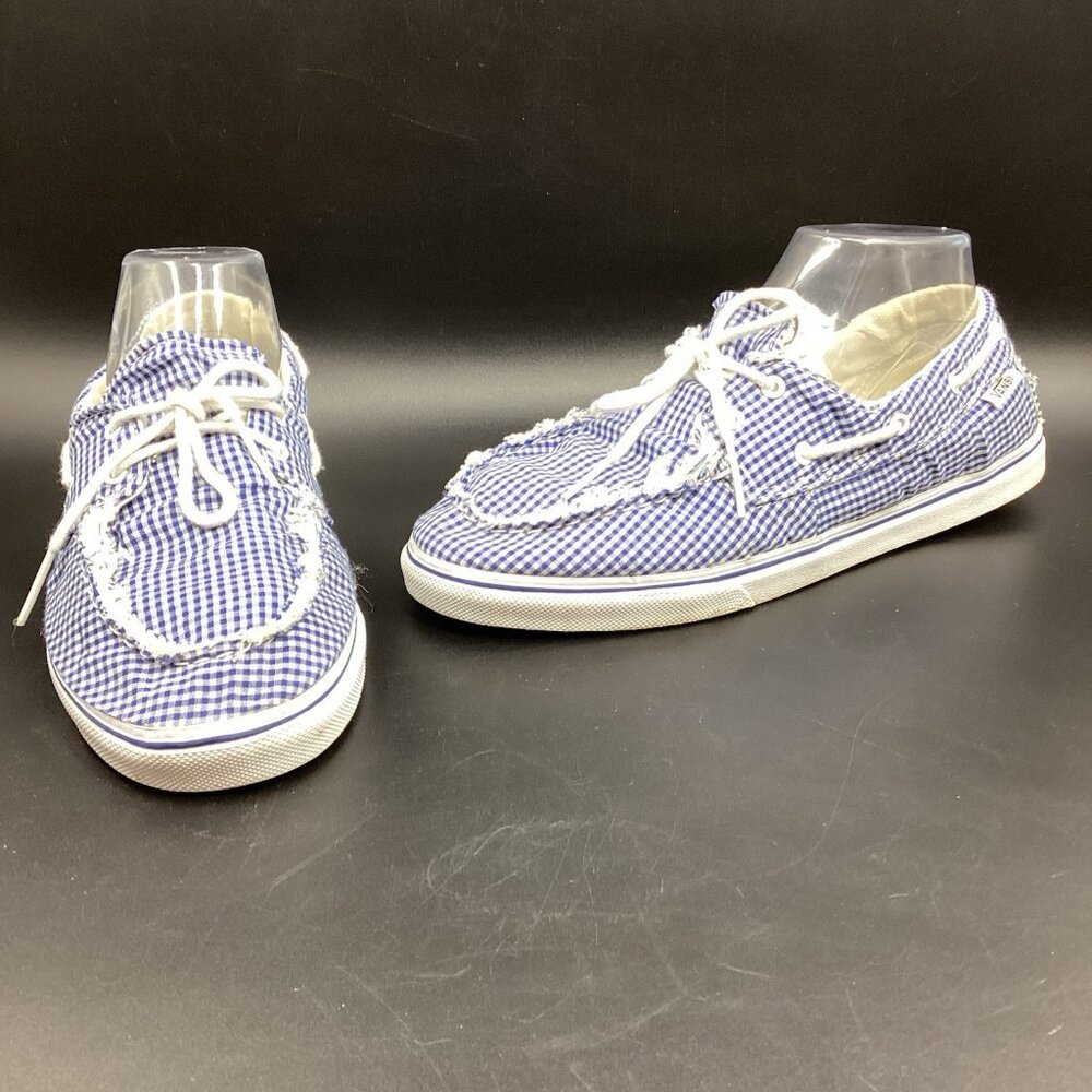 VANS Women’s US 8.5 Mens 7 Blue Gingham Zapato Lo Slip-On Boat Shoes Sneakers